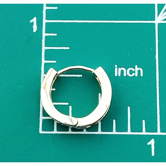 Silver Tone CZ Hoop Earrings Huggy Hoops 5/8" Diameter - Picture 5 of 5